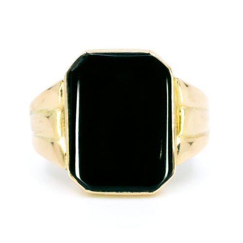 Bague 59 Chevalière en or 14k ornée d’onyx 58 Facettes 9DB69F672E404988BE47A2671D82855C