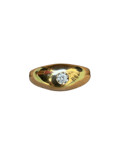 Bague 57 Bague jonc en or jaune 18 carats avec diamant taille brillant 58 Facettes afapanna