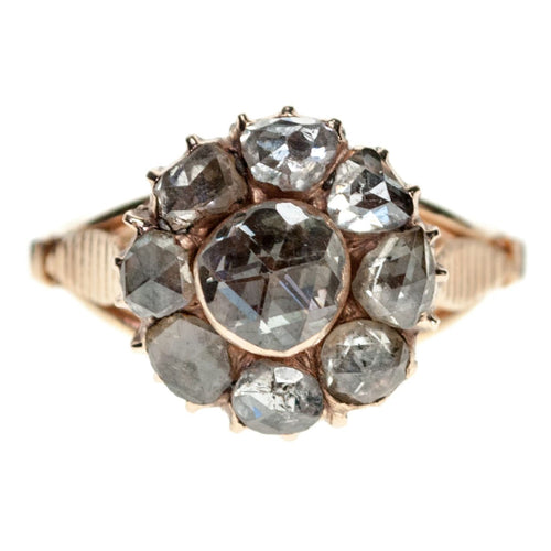 Bague 57 Bague cluster ancienne en or 18k et diamants taille rose 58 Facettes 1FBB3FC890534A269C44D6F865E33410