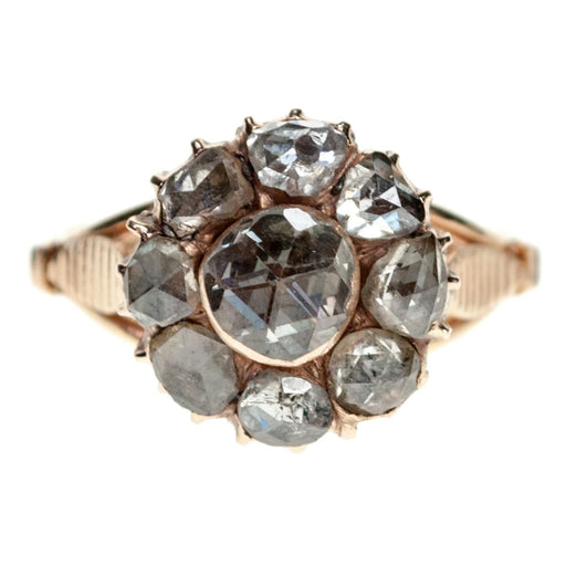 Bague 57 Bague cluster ancienne en or 18k et diamants taille rose 58 Facettes 1FBB3FC890534A269C44D6F865E33410