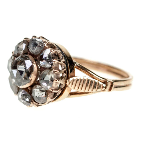 Bague 57 Bague cluster ancienne en or 18k et diamants taille rose 58 Facettes 1FBB3FC890534A269C44D6F865E33410