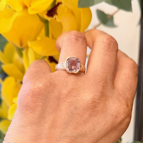 Bague 61 Bague solitaire rétro en or 14 carats avec améthyste 3,00 ct 58 Facettes FFBACBC95CC944E7BF80095C9212A5F8