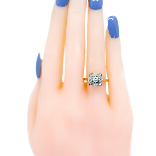 Bague 57 Bague rétro en or jaune 18 carats et platine avec diamants 58 Facettes D8723C1C4DA74C178BA364DFE08475C0