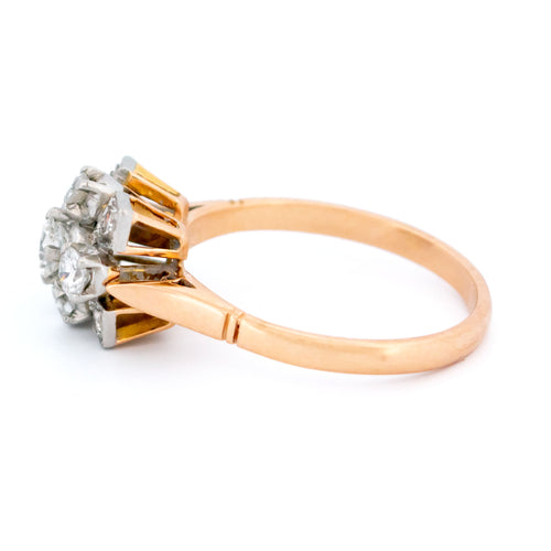 Bague 57 Bague rétro en or jaune 18 carats et platine avec diamants 58 Facettes D8723C1C4DA74C178BA364DFE08475C0