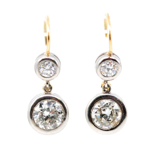 Boucles d'oreilles Boucles d’oreilles pendantes en platine et or 18k, diamants taille ancienne 58 Facettes 71E2F07267554564A79EEC66290810E4