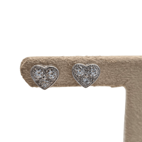 Boucles d'oreilles Boucles d’oreilles cœur en or blanc 18k avec diamants naturels 58 Facettes #1028
