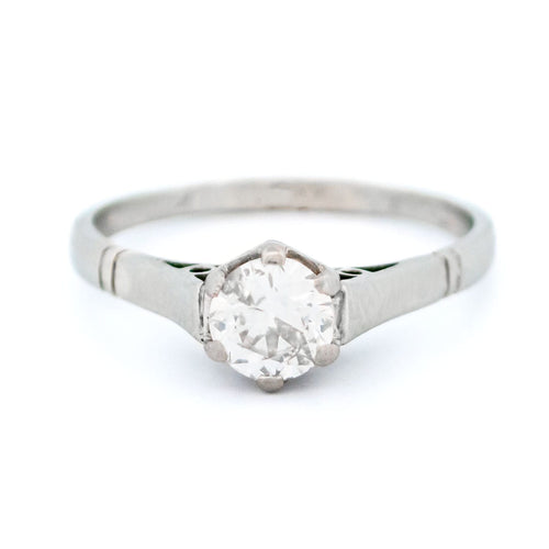 Bague 47 Bague solitaire en or blanc 18k avec diamant taille ancienne 58 Facettes 404E41F883184277BEFD7B8FD3B05EC7