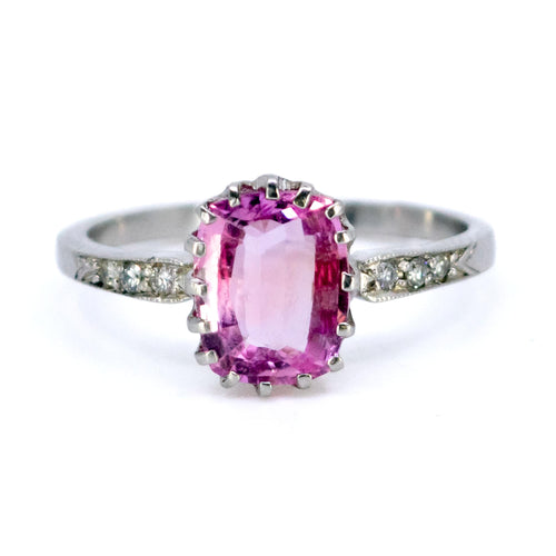 Bague 55 Bague vintage en platine avec saphir rose ovale et diamants 58 Facettes 1F8771A3B75C475AACE1920DBAA09601