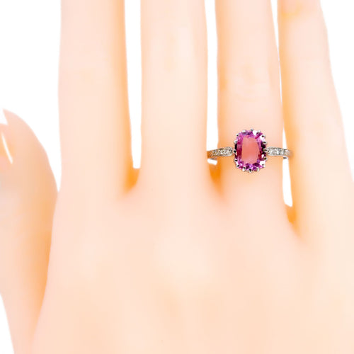 Bague 55 Bague vintage en platine avec saphir rose ovale et diamants 58 Facettes 1F8771A3B75C475AACE1920DBAA09601