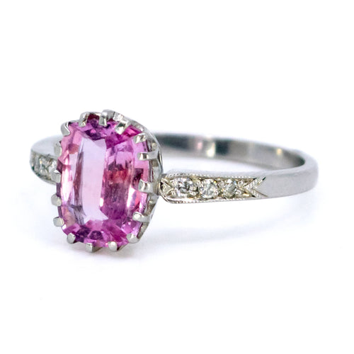 Bague 55 Bague vintage en platine avec saphir rose ovale et diamants 58 Facettes 1F8771A3B75C475AACE1920DBAA09601