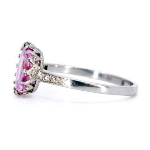 Bague 55 Bague vintage en platine avec saphir rose ovale et diamants 58 Facettes 1F8771A3B75C475AACE1920DBAA09601