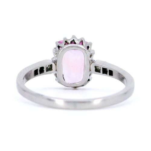 Bague 55 Bague vintage en platine avec saphir rose ovale et diamants 58 Facettes 1F8771A3B75C475AACE1920DBAA09601