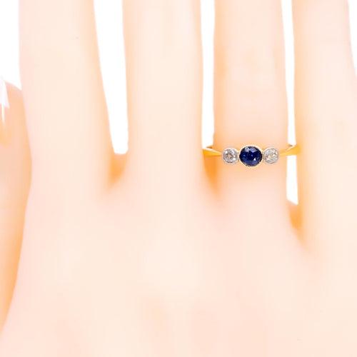 Bague 54 Bague trilogie en or 18k, saphir et diamants taille ancienne 58 Facettes 88914CB189C547DF9C8B323349B654F6
