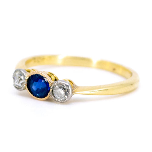 Bague 54 Bague trilogie en or 18k, saphir et diamants taille ancienne 58 Facettes 88914CB189C547DF9C8B323349B654F6