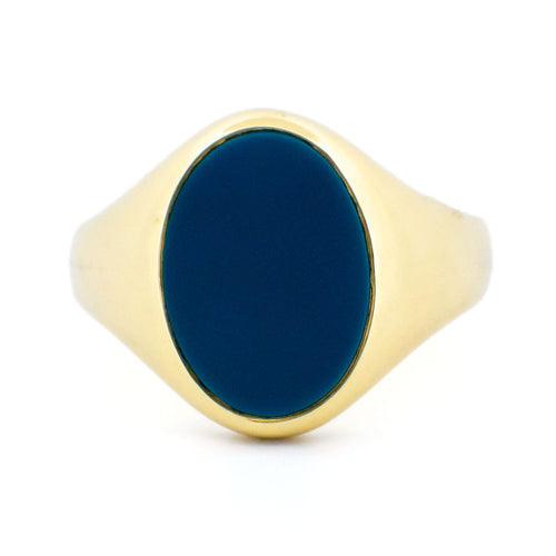 Bague 60 Bague chevalière en or 14k avec agate bleue 58 Facettes 7CC3916DB1F34D9A856726197078BE9D