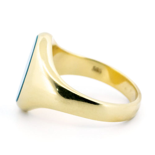 Bague 60 Bague chevalière en or 14k avec agate bleue 58 Facettes 7CC3916DB1F34D9A856726197078BE9D