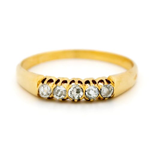 Bague 58 Bague ligne de diamants taille ancienne en or jaune 14k 58 Facettes 3A52EF8B9E8F4AA9A786FB3492D0965A