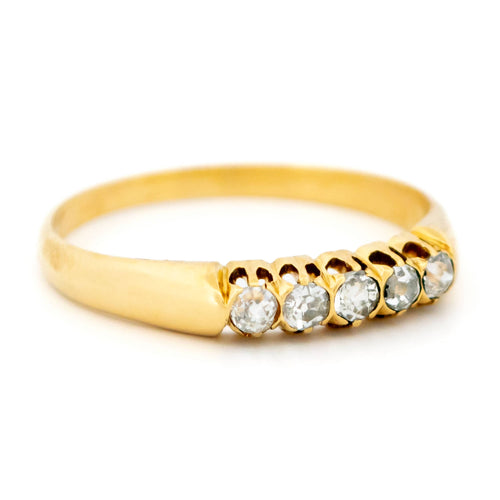 Bague 58 Bague ligne de diamants taille ancienne en or jaune 14k 58 Facettes 3A52EF8B9E8F4AA9A786FB3492D0965A