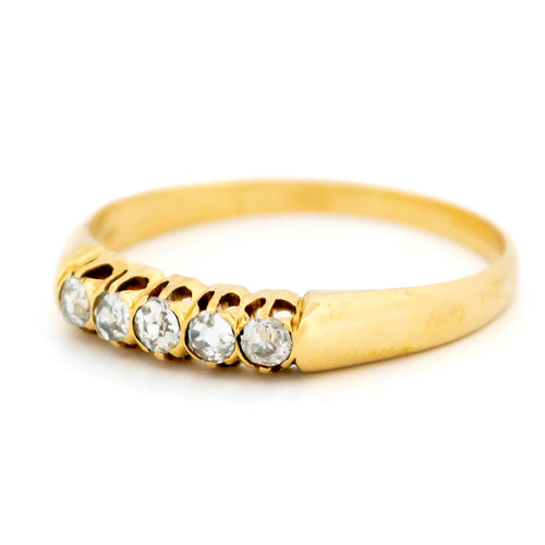 Bague 58 Bague ligne de diamants taille ancienne en or jaune 14k 58 Facettes 3A52EF8B9E8F4AA9A786FB3492D0965A