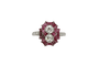 Bague 54 Bague de style Art déco en platine, diamants et rubis 58 Facettes ANILLO 2