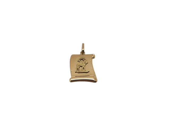Pendentif Pendentif éléphant sur parchemin en or jaune 18 carats 58 Facettes #1946