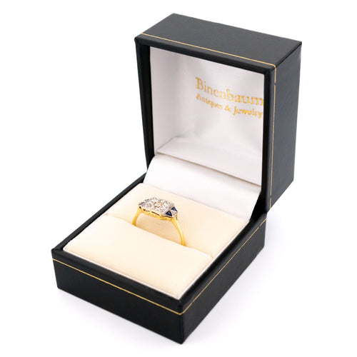 Bague 55 Bague Art déco en or jaune et blanc 18k, diamant et saphirs 58 Facettes E919E52DD17F4A4997D032EB7C9EE3FA
