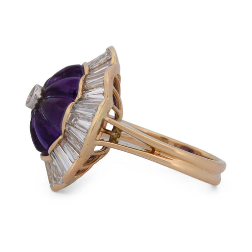 Bague 54 Bague en or jaune 18 carats, améthyste et diamants 58 Facettes AN636 (00429)