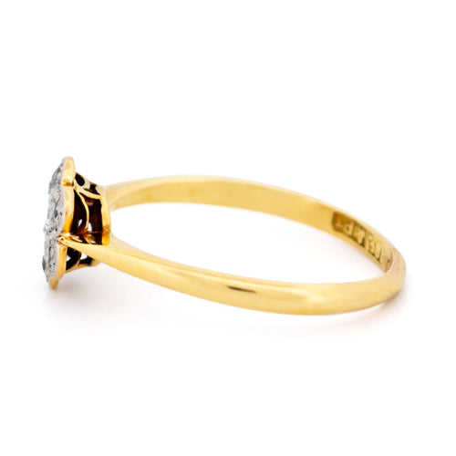 Bague 53 Bague florale en or 18k et platine, diamants taille simple et rose, époque édouardienne 58 Facettes 304FA7795AC647FFA29F901DE1F7A727