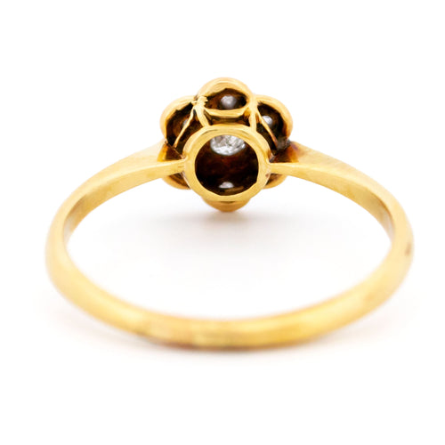Bague 53 Bague florale en or 18k et platine, diamants taille simple et rose, époque édouardienne 58 Facettes 304FA7795AC647FFA29F901DE1F7A727