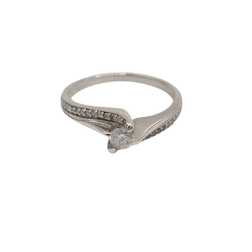 Bague 54 Bague en or blanc 18k avec diamant taille brillant 58 Facettes #2830