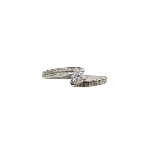 Bague 54 Bague en or blanc 18k avec diamants 58 Facettes #2830