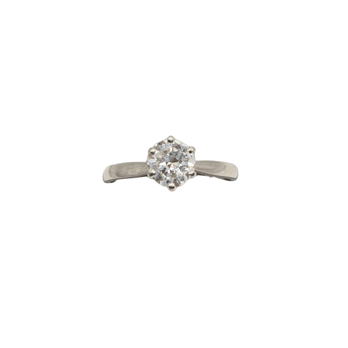 Bague 57 Bague solitaire en or blanc 18k avec diamant taille brillant 0,90 ct 58 Facettes #2880