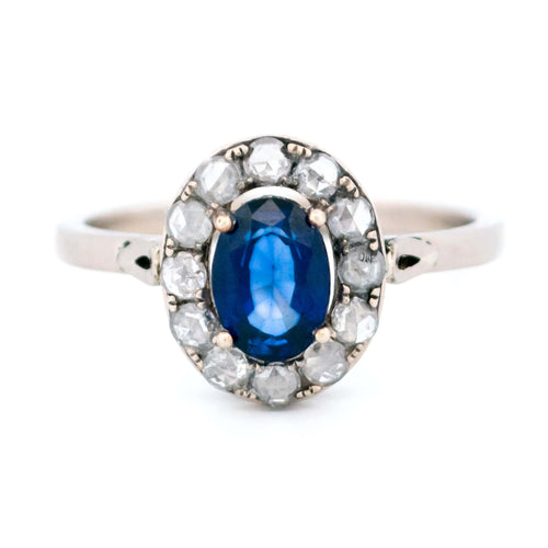 Bague 55 Bague cluster - Saphir et diamants taille rose en or blanc 18k 58 Facettes 3B7DB8888F7346B2B9D8B57475CDCF67