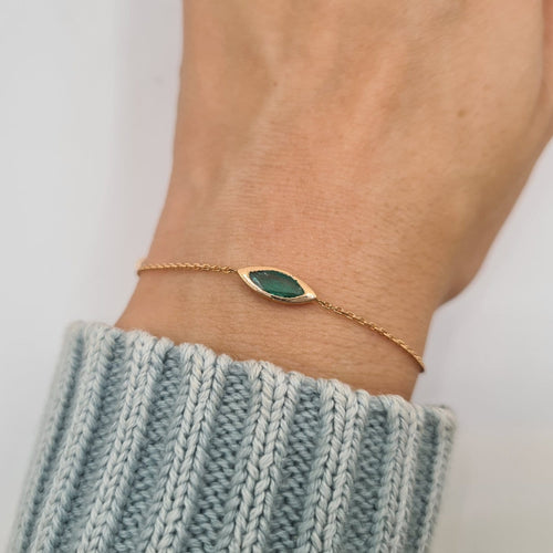 Bracelet Bracelet chaîne en or rose 18k avec émeraude 58 Facettes #4040