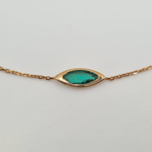 Bracelet Bracelet chaîne en or rose 18k avec émeraude 58 Facettes #4040