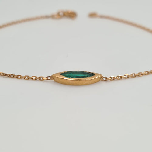 Bracelet Bracelet chaîne en or rose 18k avec émeraude 58 Facettes #4040