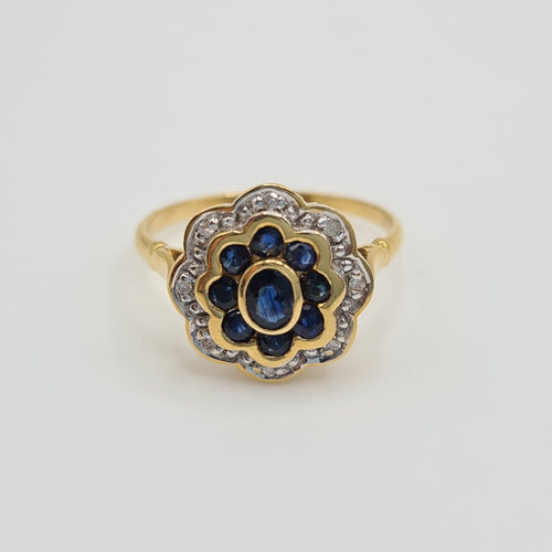 Bague 53 Bague en or jaune 18k avec diamants et saphir 58 Facettes #4265