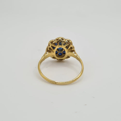 Bague 53 Bague en or jaune 18k avec diamants et saphir 58 Facettes #4265