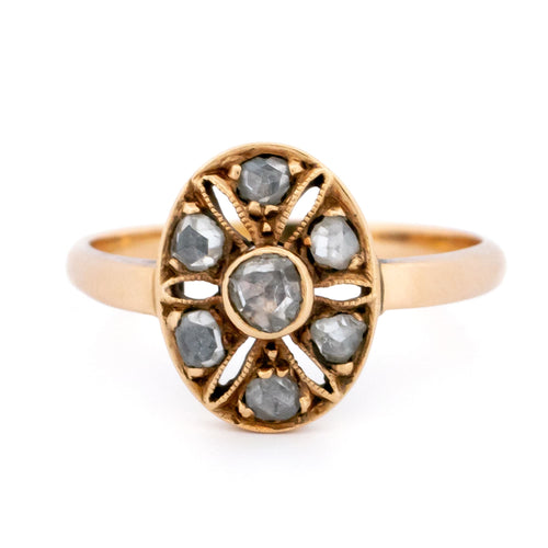 Bague 54 Bague ovale en or 14k et diamants taille rose 58 Facettes 9C9C6547271F41A4A36536569F58E921