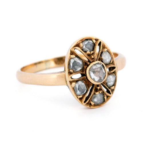 Bague 54 Bague ovale en or 14k et diamants taille rose 58 Facettes 9C9C6547271F41A4A36536569F58E921