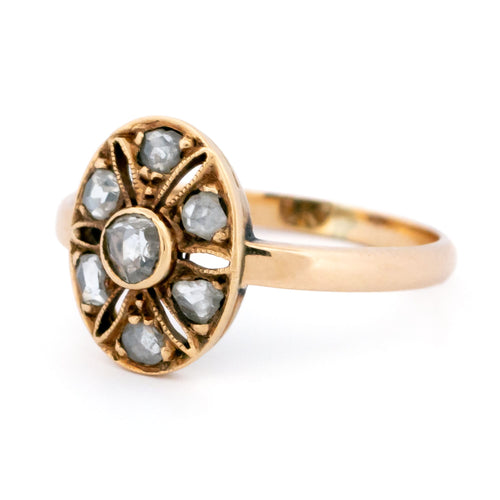 Bague 54 Bague ovale en or 14k et diamants taille rose 58 Facettes 9C9C6547271F41A4A36536569F58E921