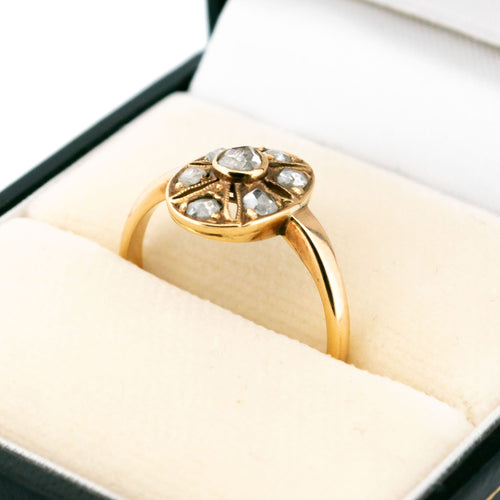 Bague 54 Bague ovale en or 14k et diamants taille rose 58 Facettes 9C9C6547271F41A4A36536569F58E921