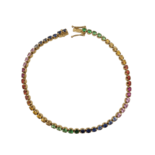 Bracelet Bracelet rivière de saphirs en or jaune 18 carats 58 Facettes #4564