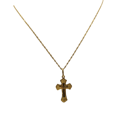 Collier Collier avec croix en or jaune 22k 58 Facettes #4785