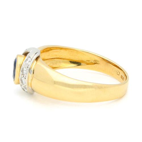 Bague 56 Bague vintage en or jaune 18 carats, saphir et diamants 58 Facettes 67719BDBE6E447E6B303A89F96C9A2EE