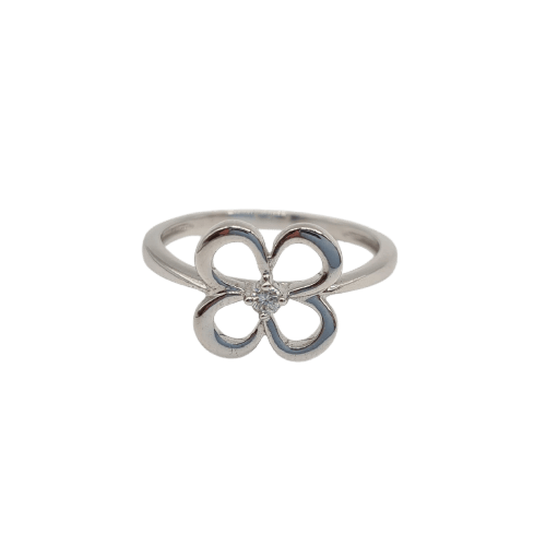 Bague 54 Bague fleur en or blanc 18k 58 Facettes #4966