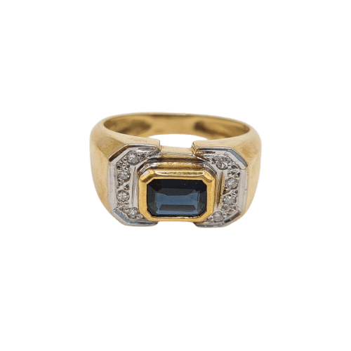 Bague 52 Bague en or jaune 18k avec diamants et saphir 58 Facettes #4976