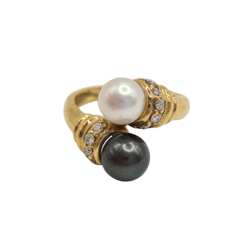Bague 53 Bague en or jaune 18k avec perle de culture 58 Facettes #4979