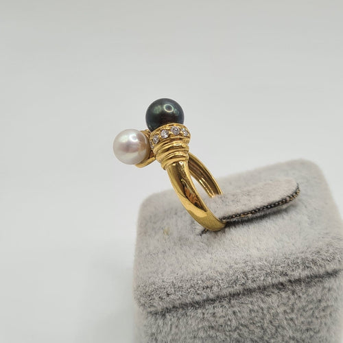 Bague 53 Bague en or jaune 18k avec perle de culture 58 Facettes #4979