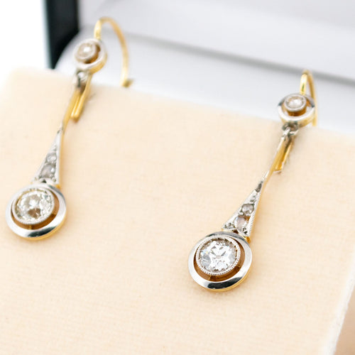 Boucles d'oreilles Boucles d’oreilles pendantes Art déco en or jaune et blanc 18k, diamants 58 Facettes AB1E518706D34E52BF5F76079DEFDAAC
